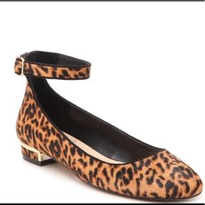 Vince Camuto Leopard Print Flats with Ankle Strap